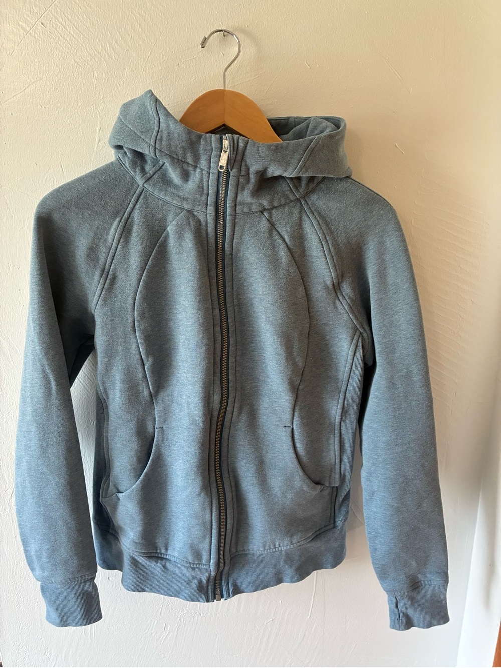 Lululemon full zip scuba hoodie light blue size 8